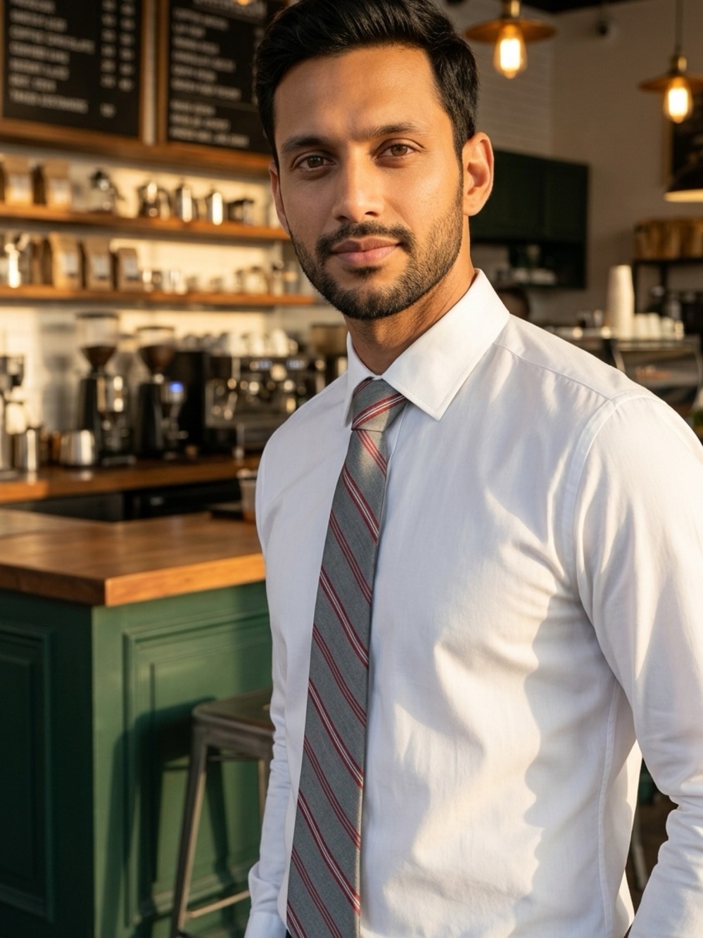 Thai Silk Grey & Red Stripe Tie